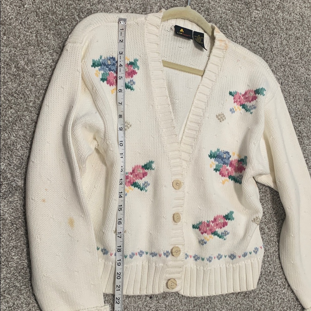 Vintage Liz Sport Floral Embroidered Cardigan Sweater - Picture 6 of 7